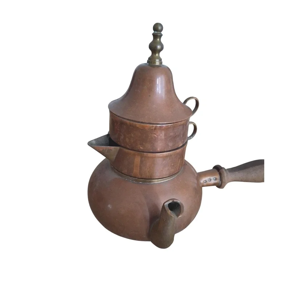 Vintage OrfeMex Mexico Copper Brass Stacking Teapot Set With‎ Bell Kitchen wares
